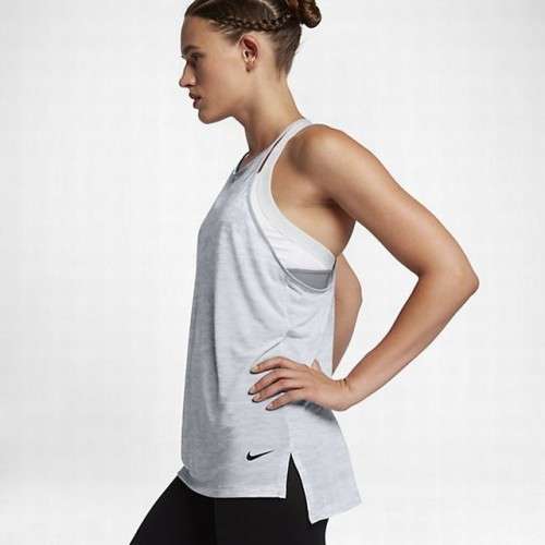 Original Womens NIKE Breathe Loose Tank Top Light Grey AQ4473 012 Size Medium