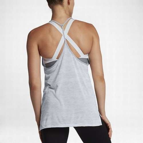 Original Womens NIKE Breathe Loose Tank Top Light Grey AQ4473 012 Size Medium