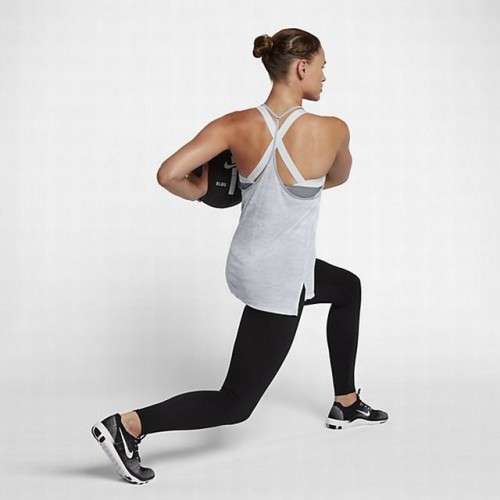 Original Womens NIKE Breathe Loose Tank Top Light Grey AQ4473 012 Size Medium