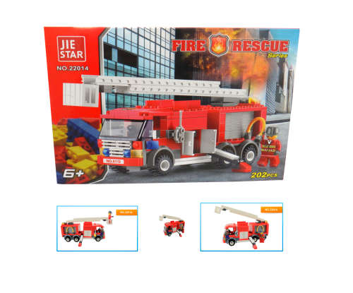 Jie Star 202pcs Self Assemble Fire Rescue Truck Toy