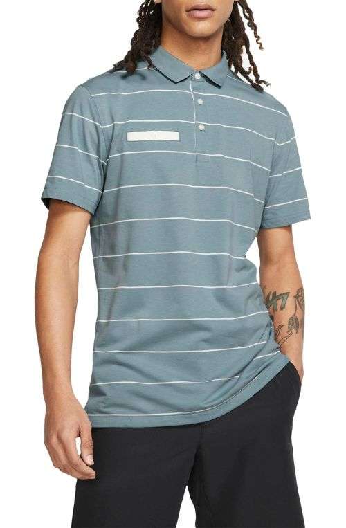 Original Mens Nike Stripe Player Golf Polo Grey AT8946 041 Size Large