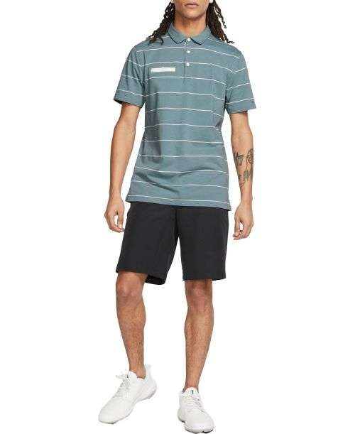 Original Mens Nike Stripe Player Golf Polo Grey AT8946 041 Size Large