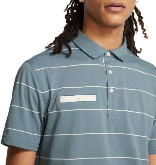 Original Mens Nike Stripe Player Golf Polo Grey AT8946 041 Size Large