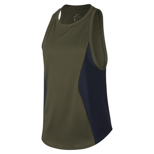 Original Womens NIKE TANK CUT IN KNIT TOP Olive/Obsidian 931742 395 Size Medium