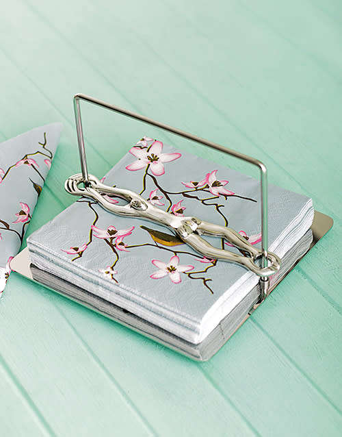 CaRRol BoYeS "Breaststroke" Serviette Holder Pewter and stainless Steel