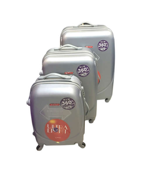 3pcs Suitcases Travel Trolley Luggage ABS Universal Wheels - Silver Color