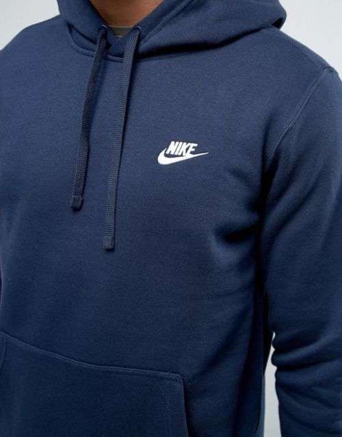 Original Mens Nike Classic Fleece Hoodie Navy Blue 804346 451 Size Medium