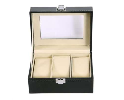 3 Slot PU Leather Watch Display Storage Box Organizer