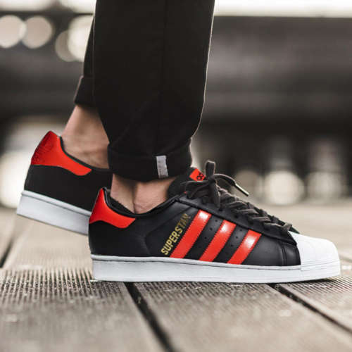 Original Mens ADIDAS Superstar CORE BLACK/ ORANGE B41994 Size UK 9 (SA 9)