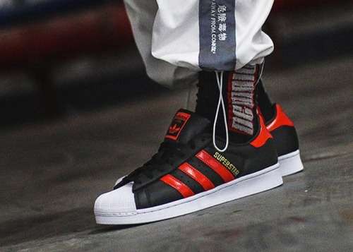 Original Mens ADIDAS Superstar CORE BLACK/ ORANGE B41994 Size UK 9 (SA 9)