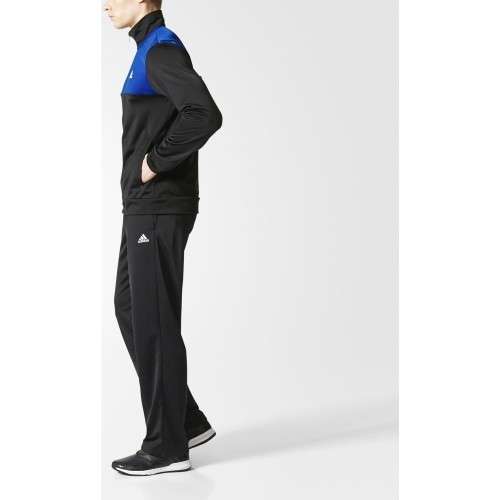 Original Men's ADIDAS BACK 2 BASICS 3-STRIPES TRACK SUIT Blue/Black BQ8362 Size XL