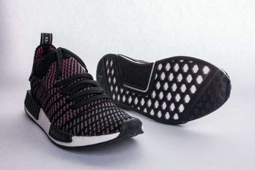 Original Men's adidas NMD R1 STLT PK Black/Grey/Pink CQ2386 Size UK 8 (SA 8)