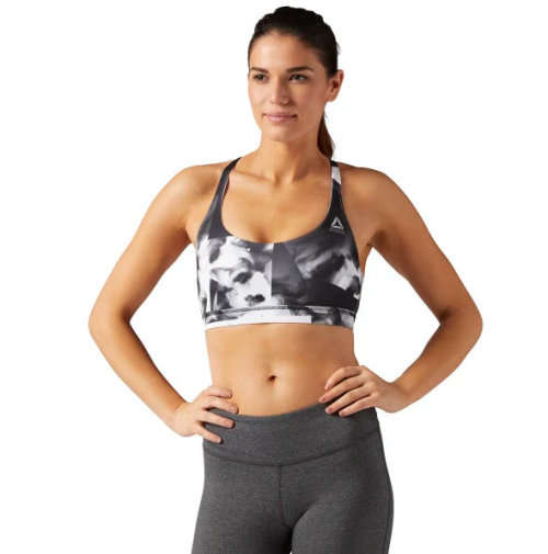 Original Womens Reebok WORKOUT READY TRI BACK PRINTED SPORTS BRA Size Medium