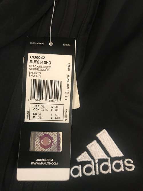 Original Men's ADIDAS Manchester United Home Licensed Product Shorts Black CG0042 Size Large