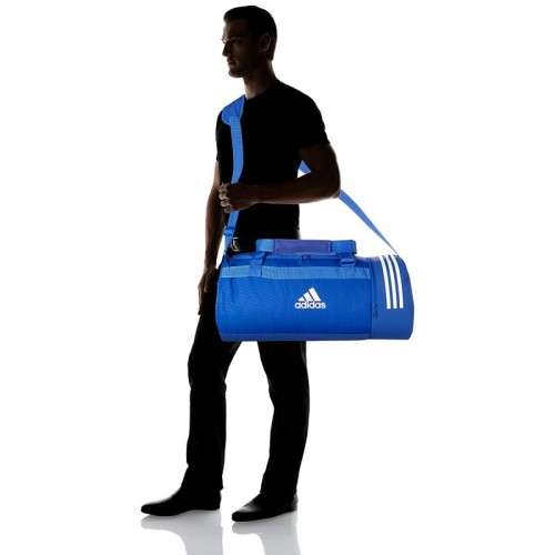Original UNISEX adidas Convertible 3-Stripes Duffel Bag MEDIUM Blue DM7787