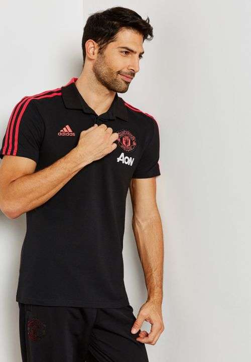 Original Mens adidas Manchester United Polo Shirt Black DP2278 Official Licensed Product Size Medium