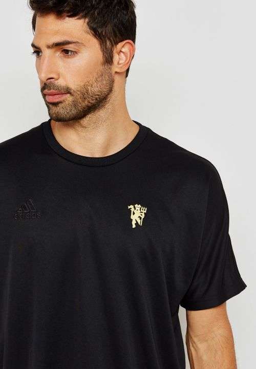 Original Mens adidas Manchester United T-Shirt Seasonal Black Official Licensed DQ0902 Size Large