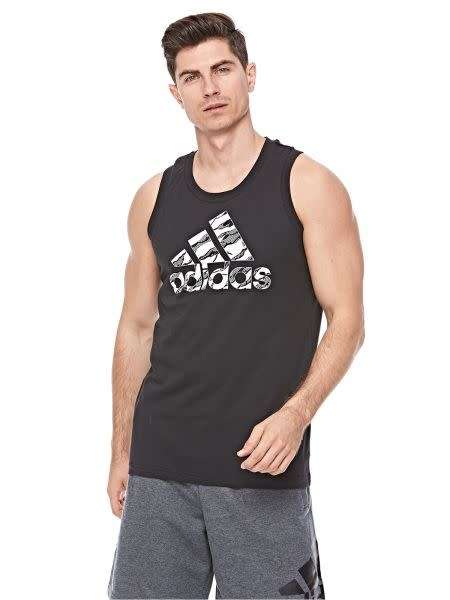 Original Men's adidas Bos Camo Tank Top Performance Black CJ9293 Size Medium