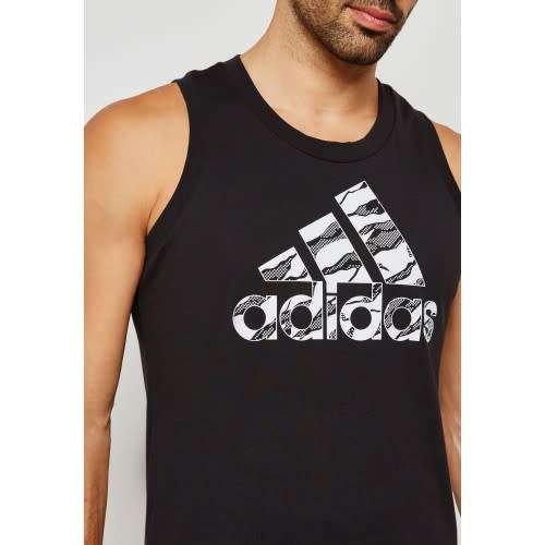 Original Men's adidas Bos Camo Tank Top Performance Black CJ9293 Size Medium