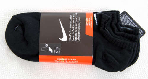 Original Nike Unisex 3 Pairs Nike Performance No Show Black SX4705 001 Fits Size UK 8-11