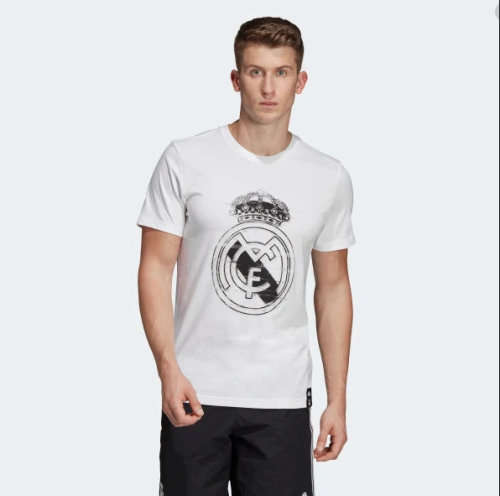 Original Mens adidas Real Madrid DNA Graphic Tee White DP5191 Size Extra Large