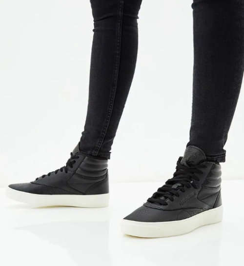 Original Womens Reebok Freestyle Leather Hi Nova Black CN3848 Size UK 4 (SA 4)