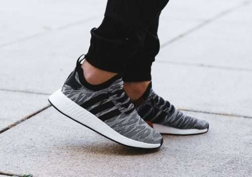 Original Mens adidas NMD_R2 Primeknit Core Black/ White BY9409 Size UK 8 (SA 8)