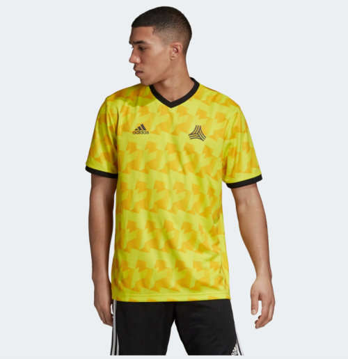 Original Men's adidas Training T-Shirt Tango AOP Jersey Loose Fit Semi Solar DX2328 Size Medium