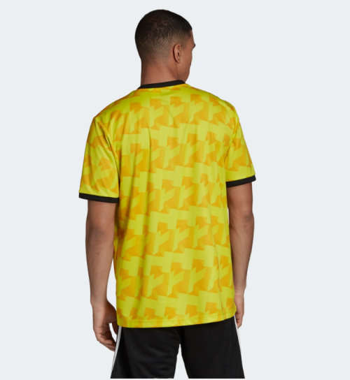 Original Men's adidas Training T-Shirt Tango AOP Jersey Loose Fit Semi Solar DX2328 Size Medium