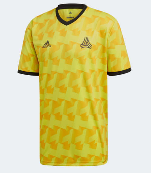 Original Men's adidas Training T-Shirt Tango AOP Jersey Loose Fit Semi Solar DX2328 Size Medium