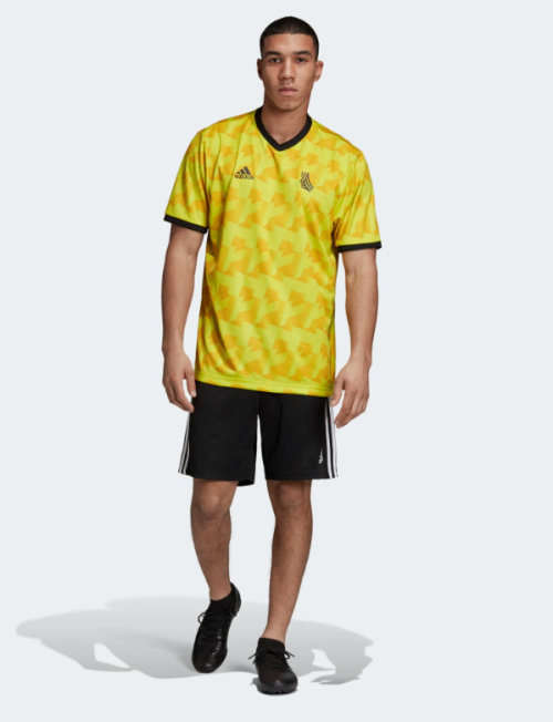 Original Men's adidas Training T-Shirt Tango AOP Jersey Loose Fit Semi Solar DX2328 Size Medium