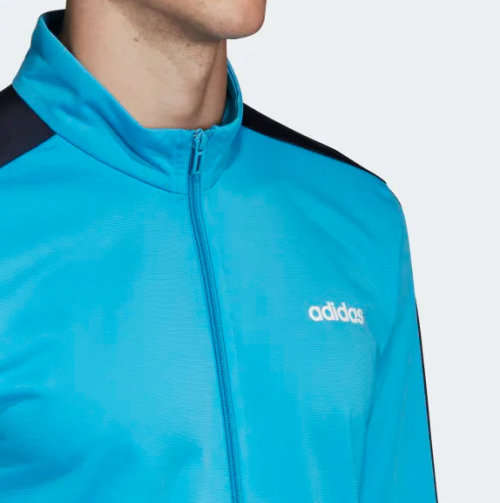 Original Men's ADIDAS ESSENTIALS BASICS TRACK SUIT Blue DV2471 Size Large