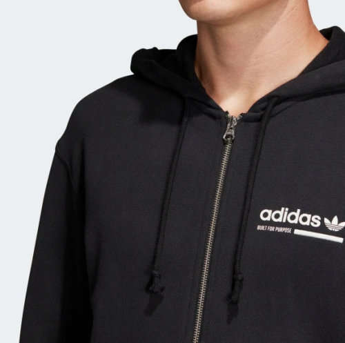 Original Men's adidas Kaval Full Zip Hoody Black DV1918 Size Large