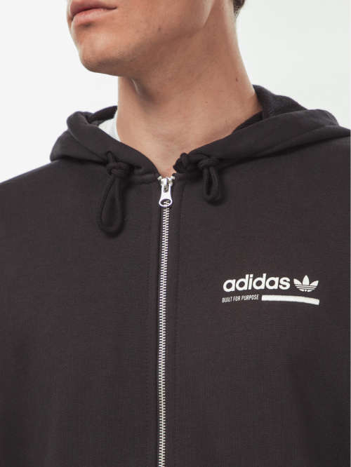 Original Men's adidas Kaval Full Zip Hoody Black DV1918 Size Large