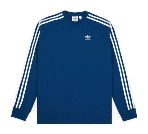 Original Men's adidas 3 Stripes Long Sleeved Tee Legend Marine CK7433 Size Extra Large