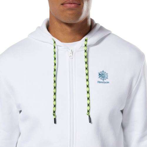 Original Men's Reebok Classics Winter Fleece Full Zip Hoodie White DT8188 Size Large