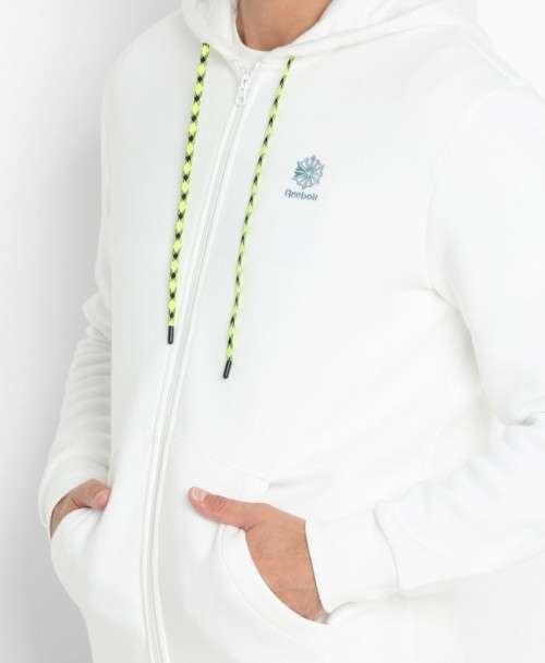 Original Men's Reebok Classics Winter Fleece Full Zip Hoodie White DT8188 Size Large