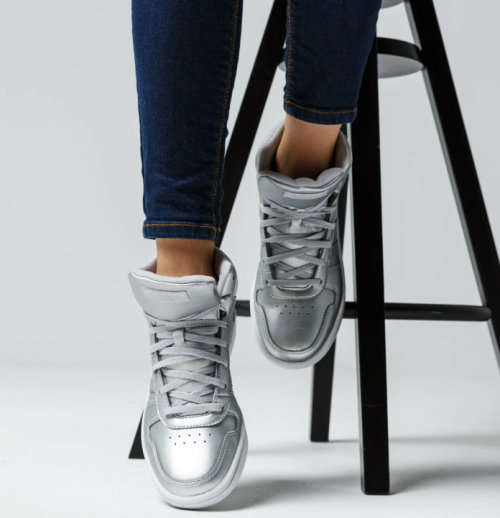 Original Women's adidas Hoops 2.0 Mid Silver EE7857 Size UK 5 (SA 5)