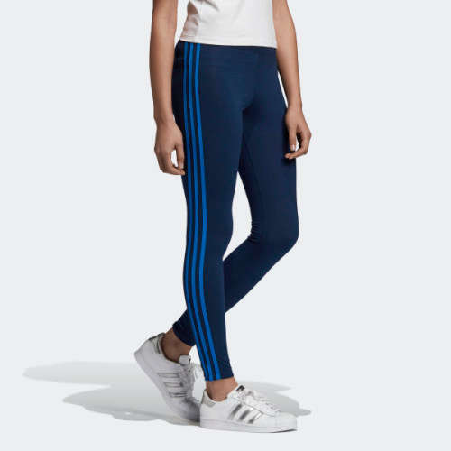 Original Women's adidas 3 stripe Tights Blue EJ9022 Size Medium