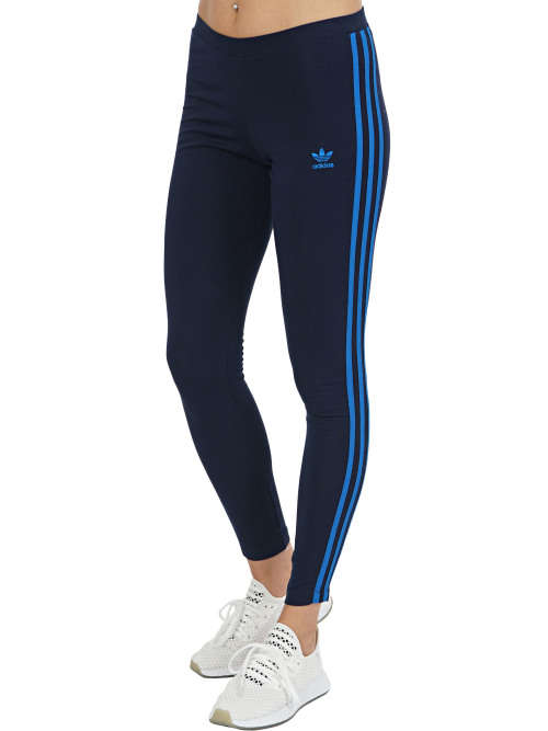 Original Women's adidas 3 stripe Tights Blue EJ9022 Size Medium