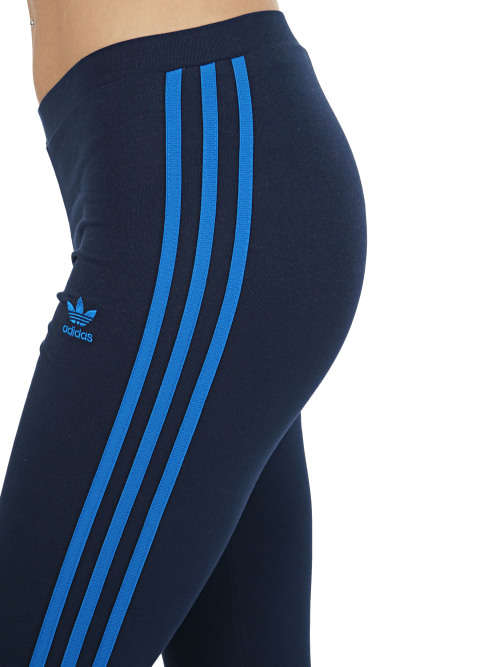 Original Women's adidas 3 stripe Tights Blue EJ9022 Size Medium