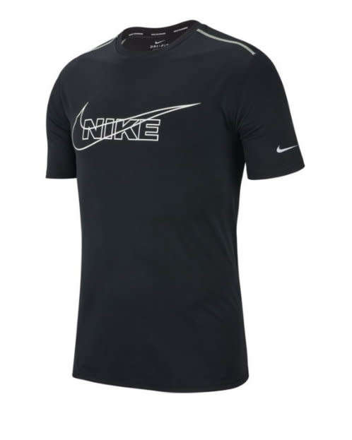 Original Mens NIKE Dri Fit Breathe Run Sports T-Shirt Black BV4645 010 Size Medium