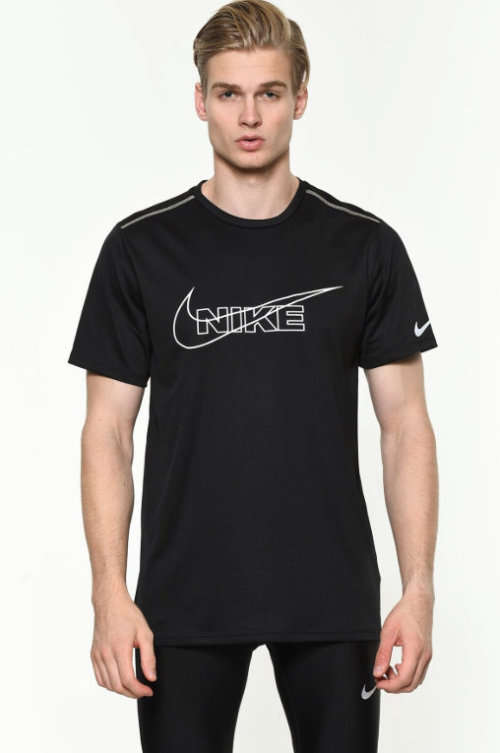 Original Mens NIKE Dri Fit Breathe Run Sports T-Shirt Black BV4645 010 Size Medium