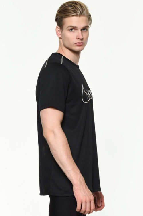 Original Mens NIKE Dri Fit Breathe Run Sports T-Shirt Black BV4645 010 Size Medium