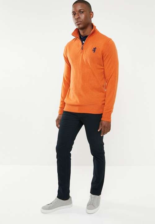 Original Mens PRINGLE Charleston 1/4 Zip Knit Furnace Size Medium