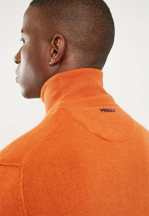 Original Mens PRINGLE Charleston 1/4 Zip Knit Furnace Size Medium