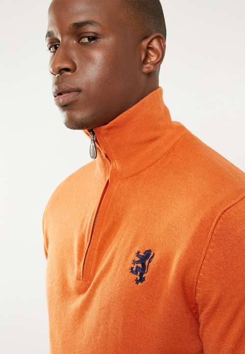 Original Mens PRINGLE Charleston 1/4 Zip Knit Furnace Size Medium