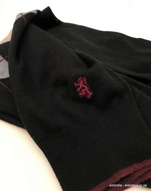 Original Mens PRINGLE Archie Argyle Round Neck knit Black Tailor Fit Size Extra Large