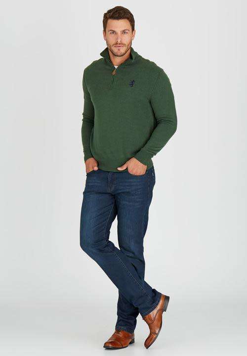 Original Mens PRINGLE Charleston 1/4 Zip Knit Dark Green Size Large