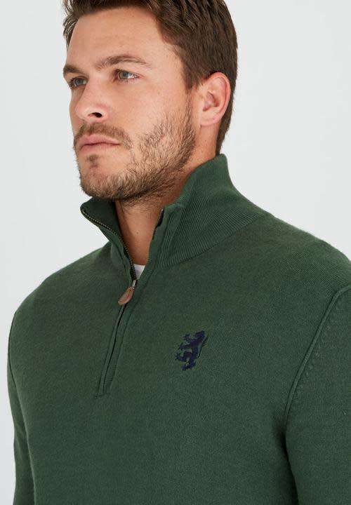 Original Mens PRINGLE Charleston 1/4 Zip Knit Dark Green Size Large